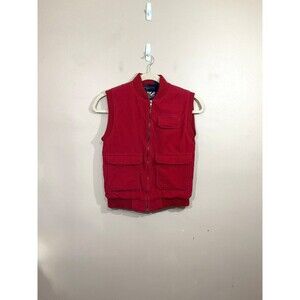 VTG Mens Full Zip Corduroy Vest S Red Gorpcore Outdoors Pockets 80s 90s Retro